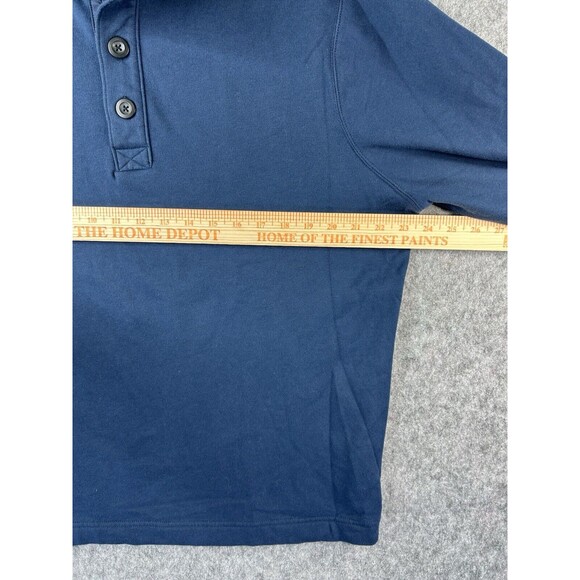 J Crew Mercantile 1/4 Button Pullover Mock Neck Sweatshirt Men's L Blue Soft - Picture 6 of 9